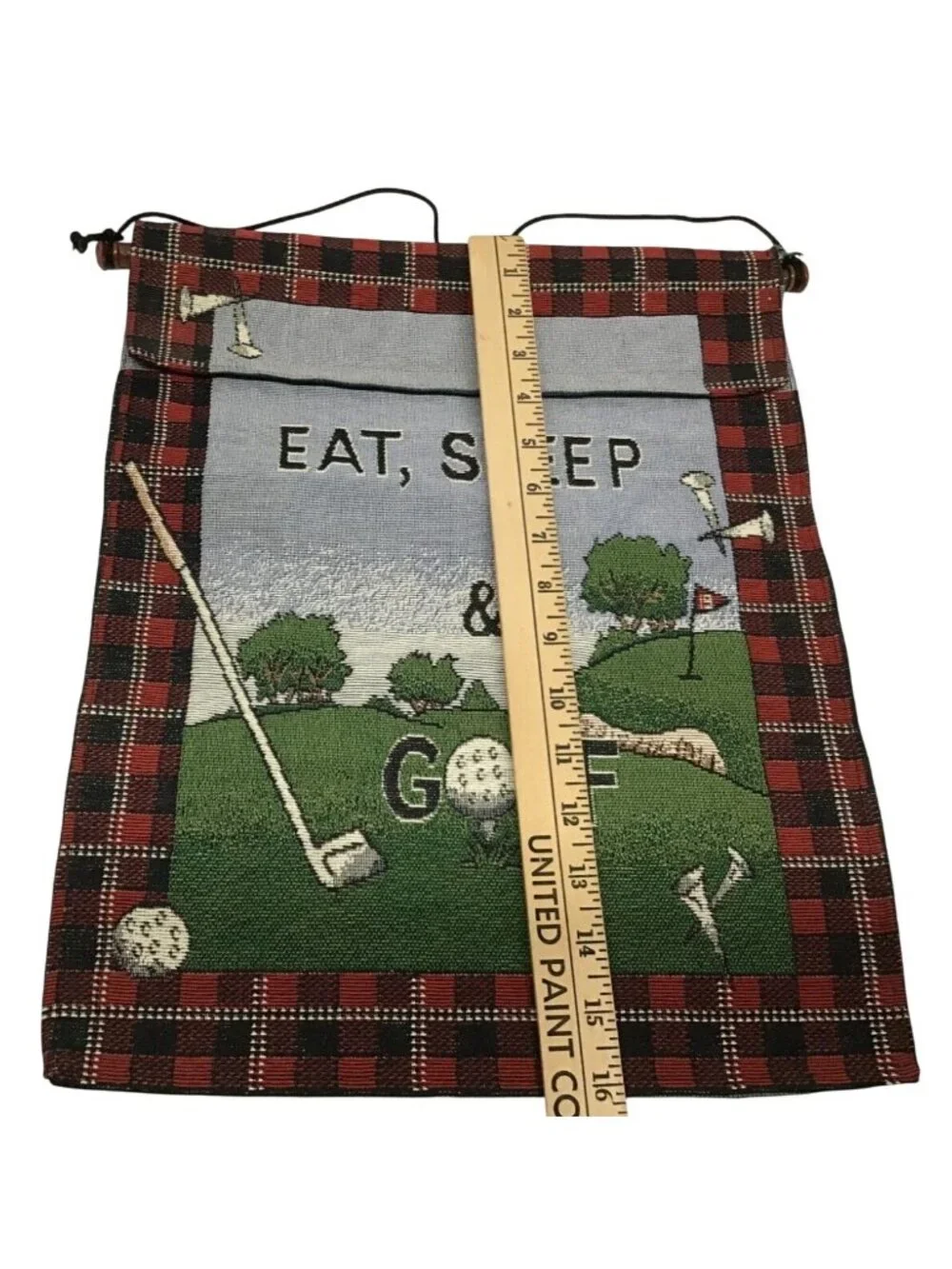 Windham Weavers Vintage 2001 Eat Sleep and Golf Tapestry Wall Hanging